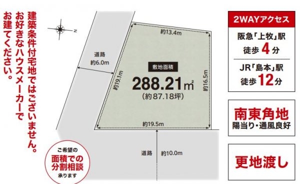 高槻市神内２丁目　条件なし土地