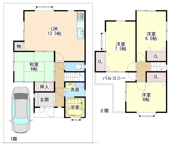 高槻市栄町3丁目の中古一戸建て(間取り)