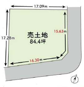高槻市奥天神１丁目　建築条件なし土地