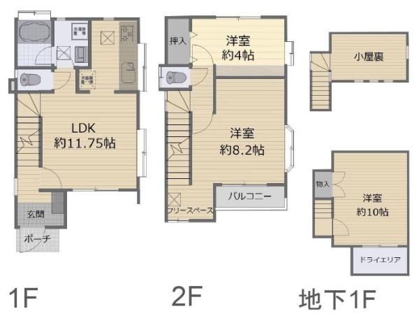 横浜市港北区篠原町の中古一戸建て(間取り)