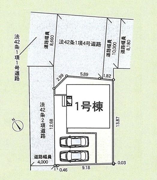 藤沢市宮原の新築一戸建(区画図)