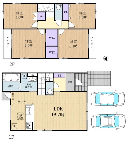 生駒市東生駒月見町の新築一戸建(間取り)