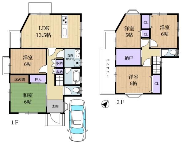 生駒市有里町の中古一戸建て(間取り)