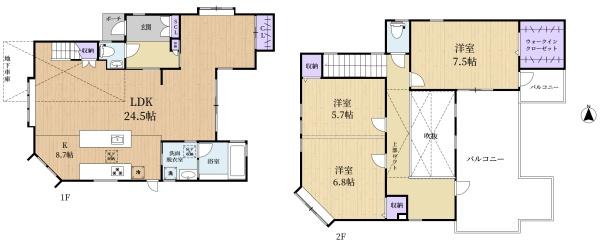 生駒市東菜畑2丁目の中古一戸建て(間取り)