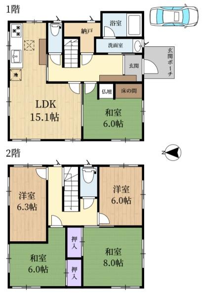 生駒市小明町の中古一戸建て(間取り)