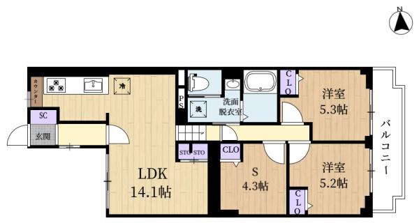 セブンスターマンション学園前(間取り)
