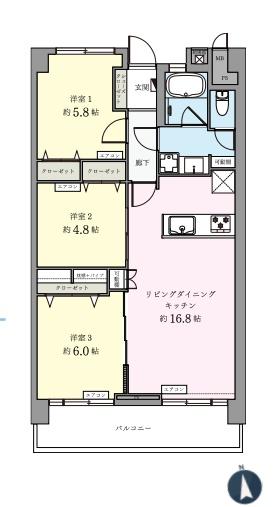 なぎさニュータウン３号棟　409号室