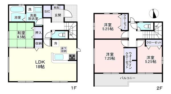富里市御料全9棟 1号棟(間取り)