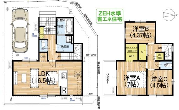 京都市北区大宮薬師山東町の新築一戸建(間取り)
