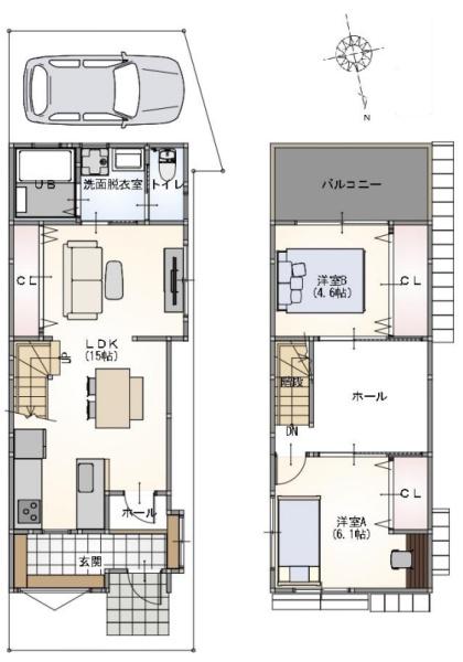 京都市伏見区深草大亀谷東寺町の中古テラスハウス