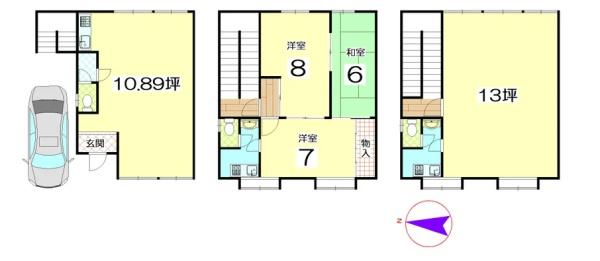 京都市山科区西野山射庭ノ上町の中古一戸建
