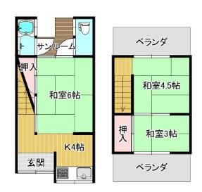 京都市右京区嵯峨広沢南野町の中古テラスハウス