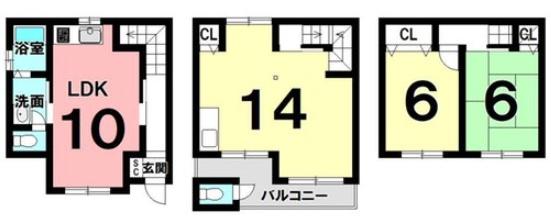 京都市右京区太秦乾町の中古一戸建て(間取り)