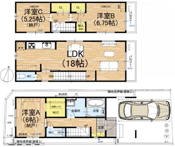 京都市山科区御陵荒巻町の新築一戸建