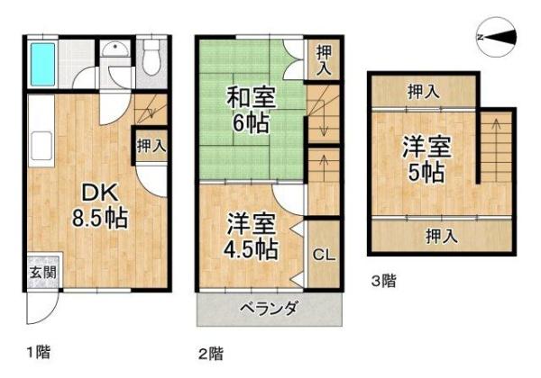 京都市山科区椥辻中在家町の中古テラスハウス