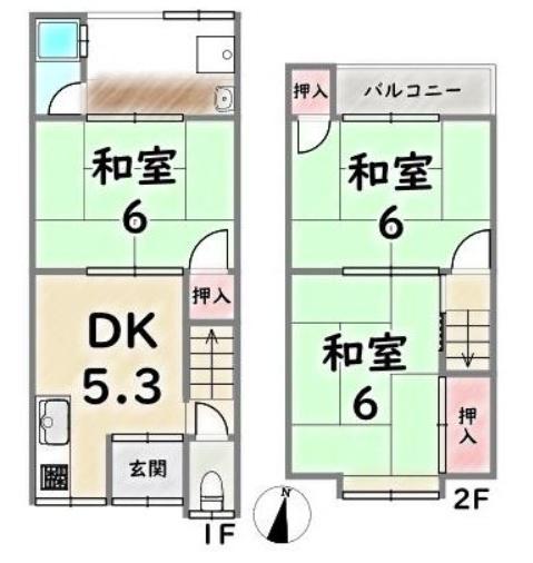 京都市右京区梅津罧原町の中古テラスハウス