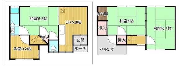 京都市伏見区向島本丸町の中古一戸建て(間取り)