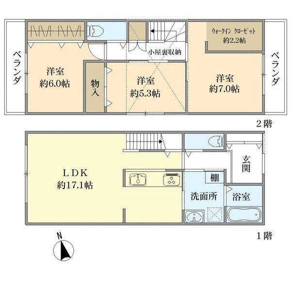 京都市右京区太秦八反田町の土地(プラン例(間取図))