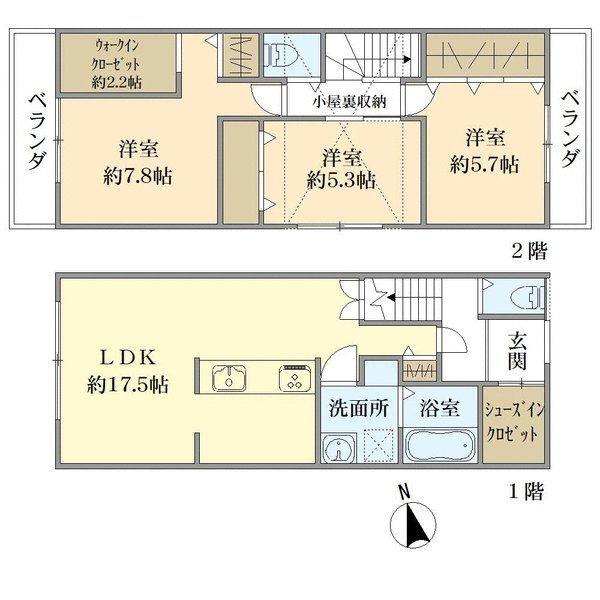 京都市右京区太秦八反田町の土地(プラン例(間取図))