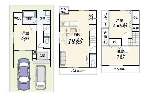 京都市中京区西ノ京内畑町の土地(プラン例(間取図))