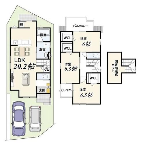 京都市西京区大枝東長町の新築一戸建(間取り)