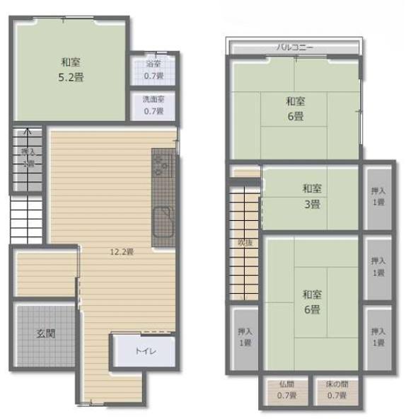 京都市伏見区石田大山町の中古一戸建て(間取り)