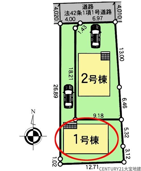 四街道市栗山 【第8】 1号棟(全体区画図)