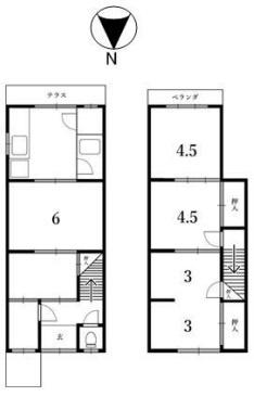 城陽市平川野原の中古テラスハウス