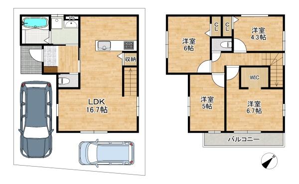 大東市三箇１丁目の新築一戸建