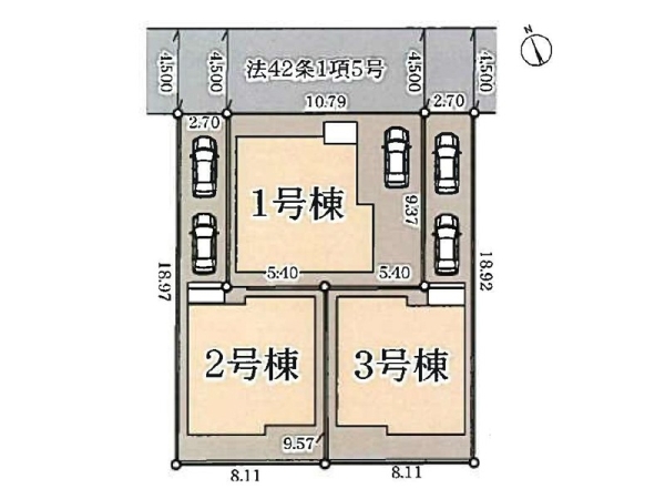 横浜市港北区下田町3丁目 新築一戸建て(区画図)