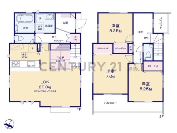 横浜市旭区上白根2丁目 新築一戸建て(間取り)