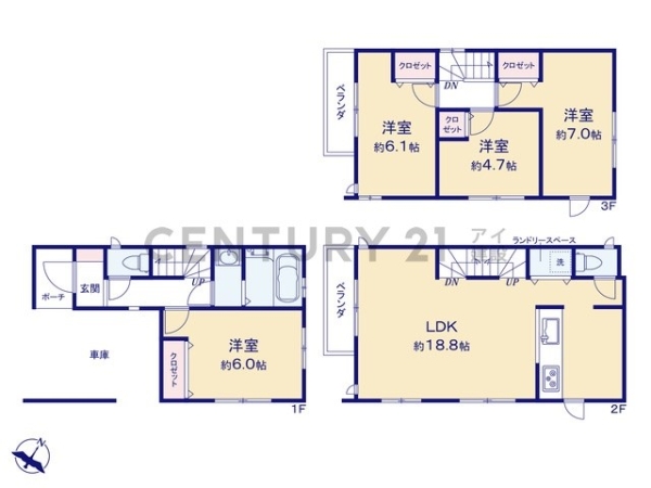 横浜市都筑区佐江戸町の中古一戸建て(間取り)