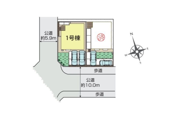 横浜市瀬谷区南台1丁目 新築戸建 全2棟 1号棟(区画図)