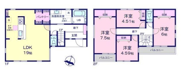 大和市西鶴間７丁目　新築戸建　全8棟　6号棟