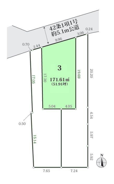 綾瀬市小園　売地　全3区画　　3号地