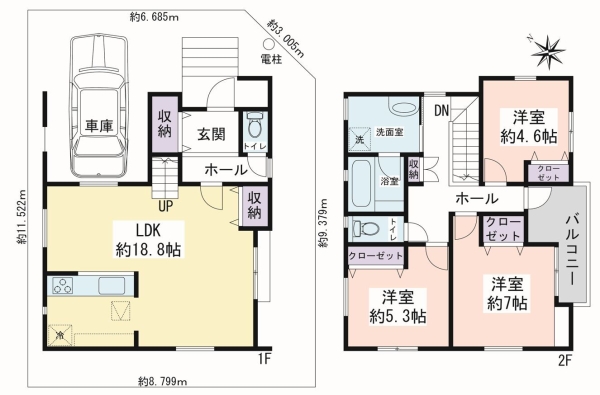 大和市草柳1丁目　新築戸建　全2棟　A号棟