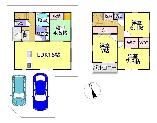富田林市北大伴町２丁目　新築一戸建　１号棟