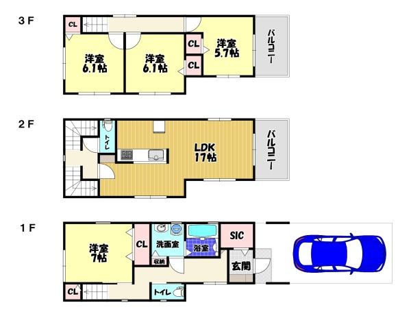 富田林市若松町西２丁目　新築一戸建　１号棟