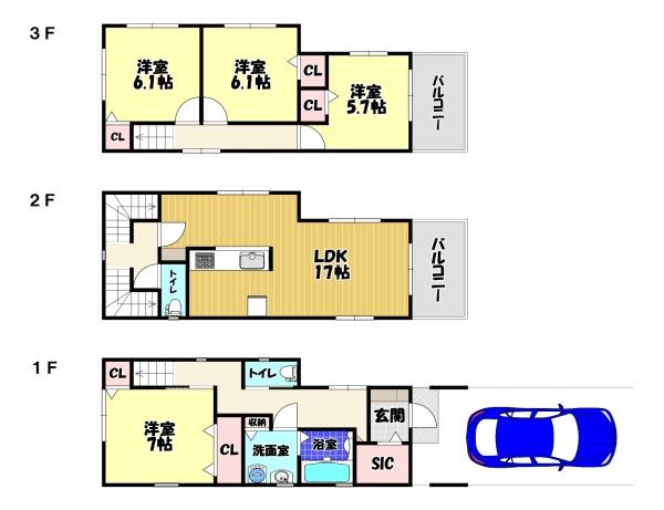富田林市若松町西２丁目　新築一戸建　２号棟