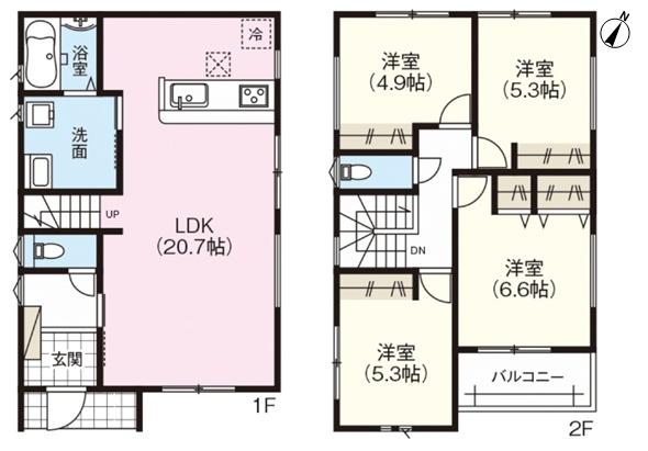 春日井市高森台7丁目の新築一戸建(間取り)