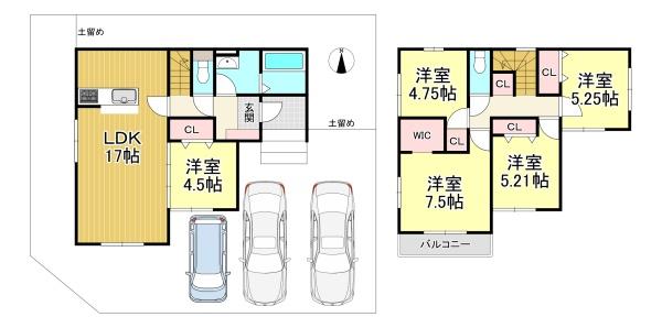 新築戸建　西京区大枝南福町三丁目1期1号地