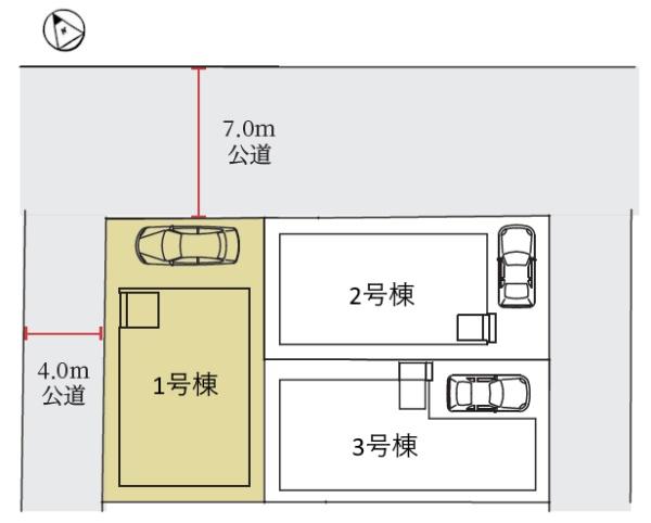 新築一戸建 3号棟 1期(全体区画図)