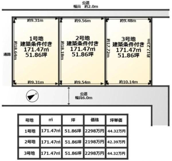 条件付　2号地／3区画