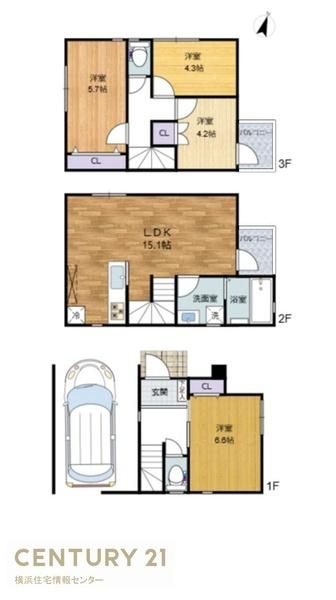 磯子区丸山２丁目　新築一戸建て全３棟C棟