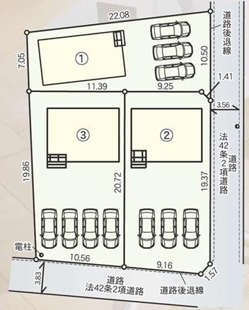 クレイドルガーデン 羽島市上中町長間第2 3号棟(全体区画図)