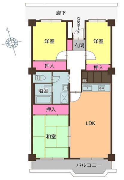 はざま台サンハイツ3号棟(間取り)