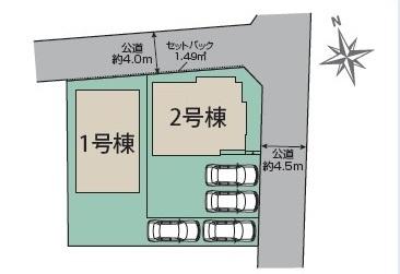 藤沢市長後新築戸建全2棟1号棟(全体区画図)