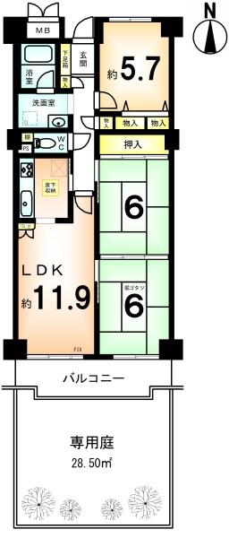 グラン・ドムール嵯峨広沢(間取り)