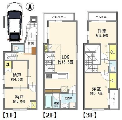 葛飾区新宿2丁目の中古一戸建て(間取り)