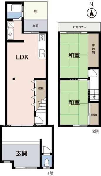 京都市上京区御前通今小路上る馬喰町の中古一戸建て(間取り)
